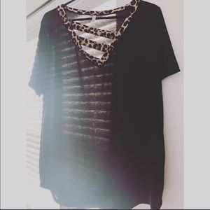 LC Boutique Cheetah Black Blouse